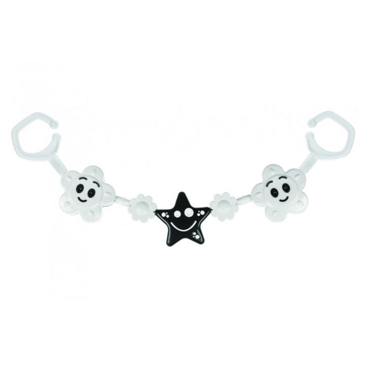 Clip játék babakocsihoz, Tullo, Műanyag, 0+ év, fehér/fekete