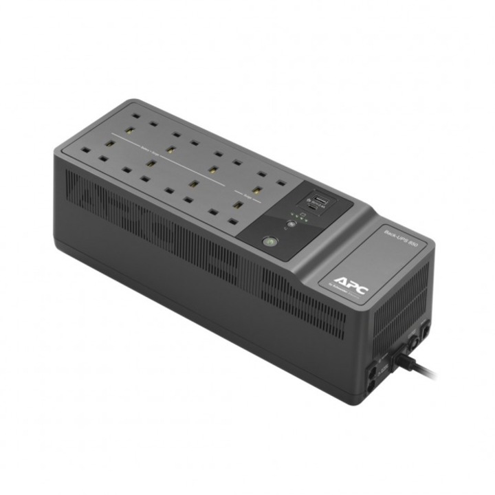 Back-UPS, APC, 850 VA, 230 V, USB Type-C/A port, fekete/ezüst