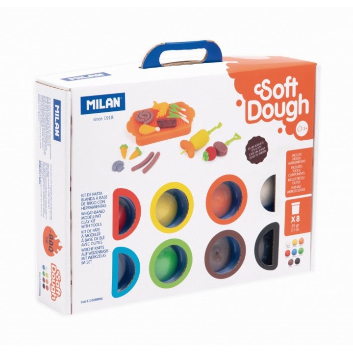 Set modelator cu unelte, Milan, 8 culori x 59 g, Multicolor
