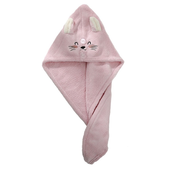 Кърпа за коса, Кадифе, За бързо съхнене, 25 х 65 см, Розова