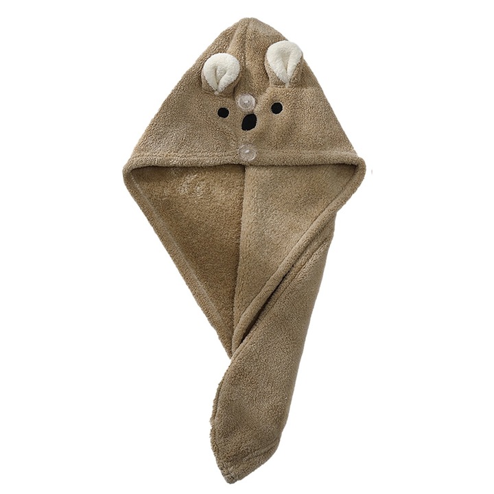 Кърпа за коса, Кадифе, За бързо сушене, 25 х 65 см, Кафява