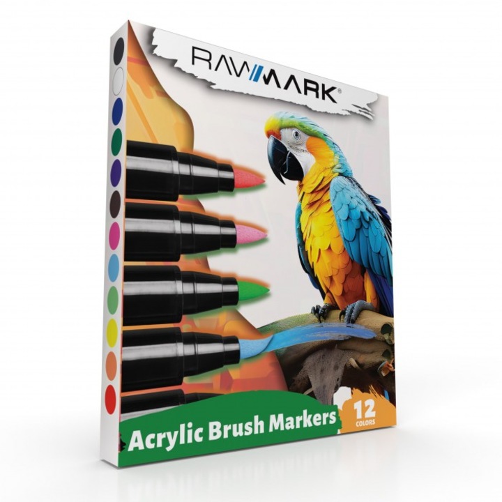 Комплект от 12 акрилни маркера, RAWMARK, Multicolor