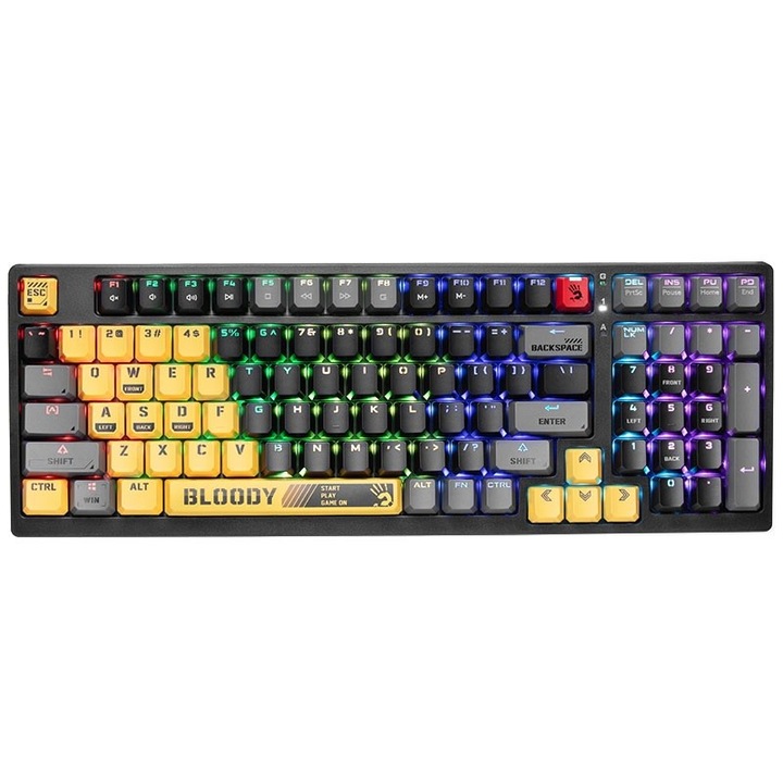 Механична клавиатура A4Tech, S98, RGB осветление, USB, 1.8m, Многоцветна