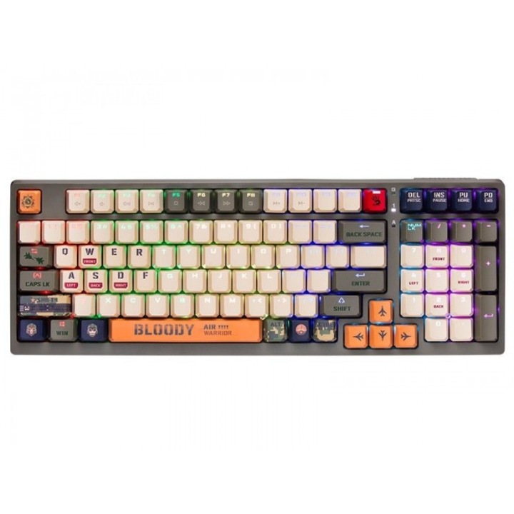 Tastatura mecanica A4Tech, A4TKLA47260, S98, Iluminare RGB, USB, 1.8m, Multicolor