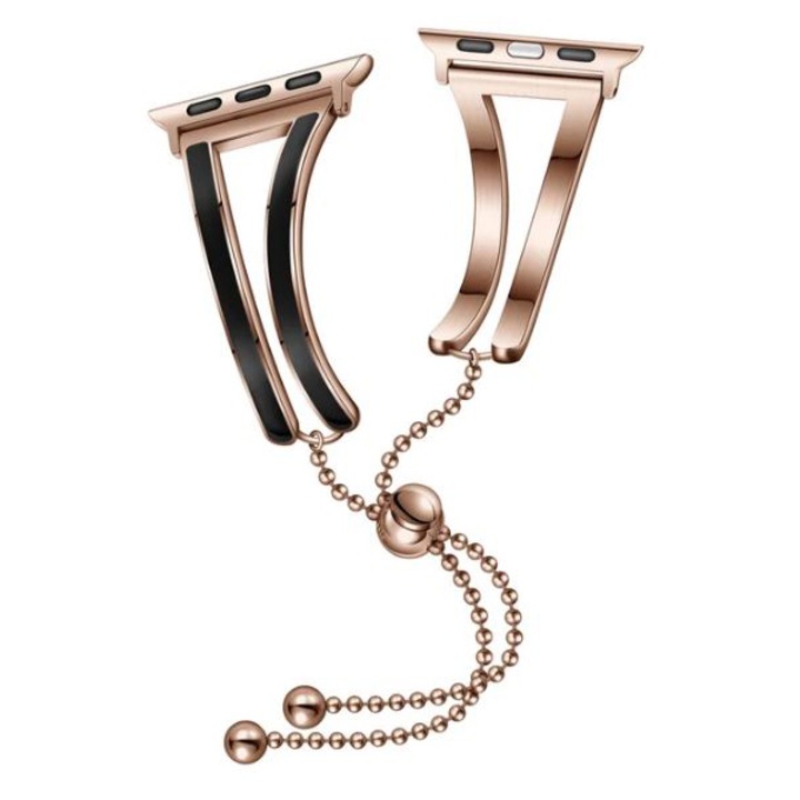 Луксозна каишка, съвместима с Apple Watch, мода, неръждаема стомана, жени, розово злато и черно, 38/40/41 mm