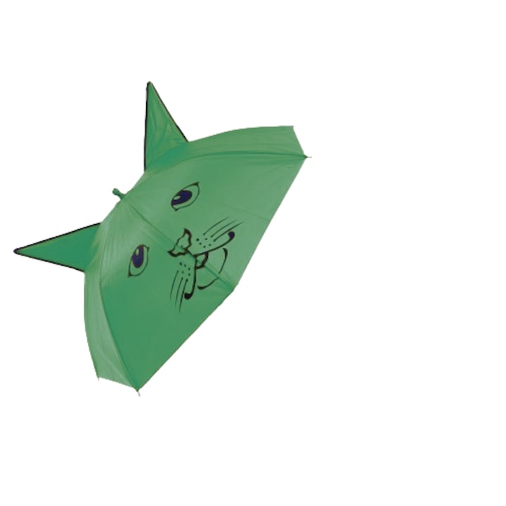 Umbrela pentru copii cu urechi, deschidere automata, diametru 90 cm, verde