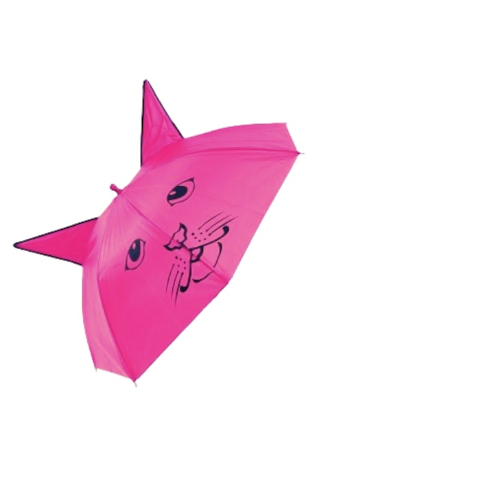 Umbrela pentru copii cu urechi, deschidere automata, diametru 90 cm, roz