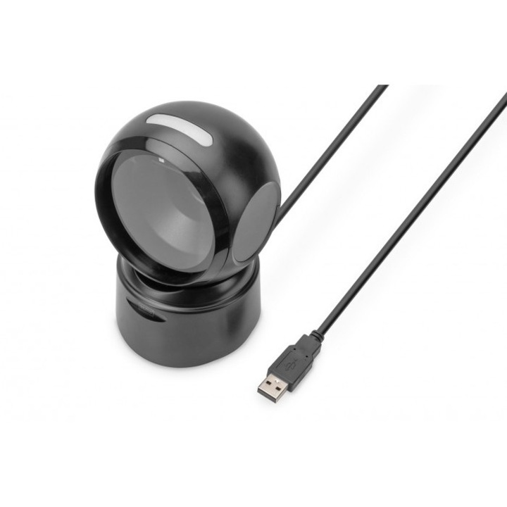 Vonalkód olvasó, Digitus, USB0A, 1,4 m kábel, Fekete