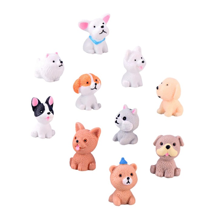 Set 10 Figurine Miniaturale Caini, Koungiam, Rasina, 2x3cm, Multicolor