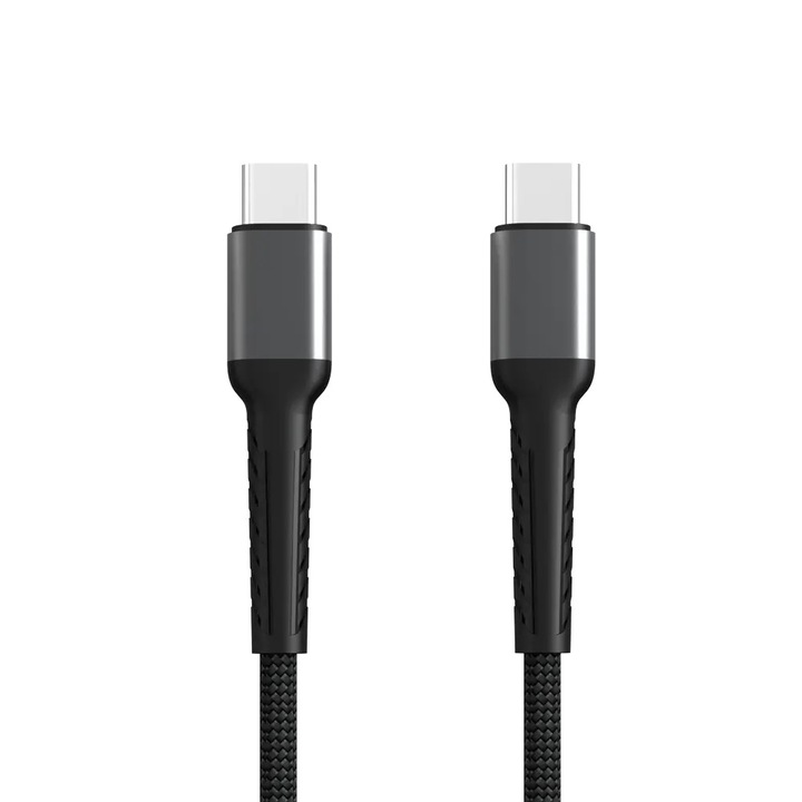 Кабел за данни и бързо зареждане, USB Type-C към USB Type-C, 60W, 1m, сив