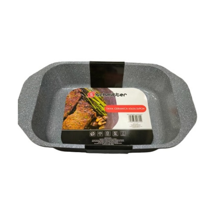 Fogantyús tálca, Schmitter, kerámia, 43 x 26,5 x 9 cm