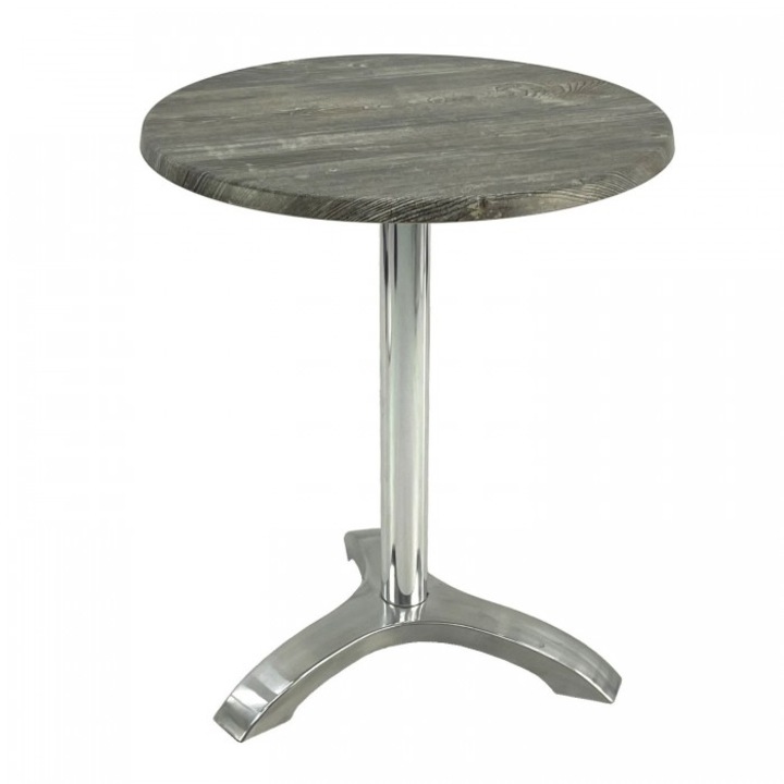 Masa bar, bistro rotunda 60cm Raki Olp Pine blat werzalit si picior aluminiu 58x58xh72cm