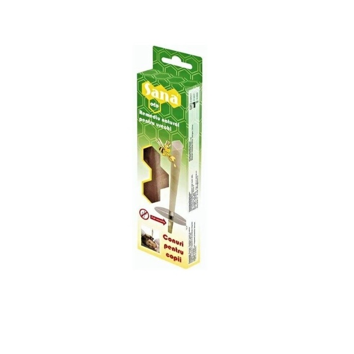 Conuri remediu natural pentru urechi copii, 2 bucati, Sana