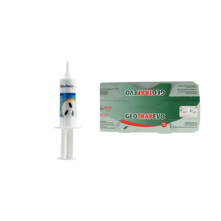 Set Insecticid profesional Bayer Max Force IC gel anti gandaci, plosnite 5 gr + Capcana Geotrap Gel pentru gandaci 1 set x 5 bucati