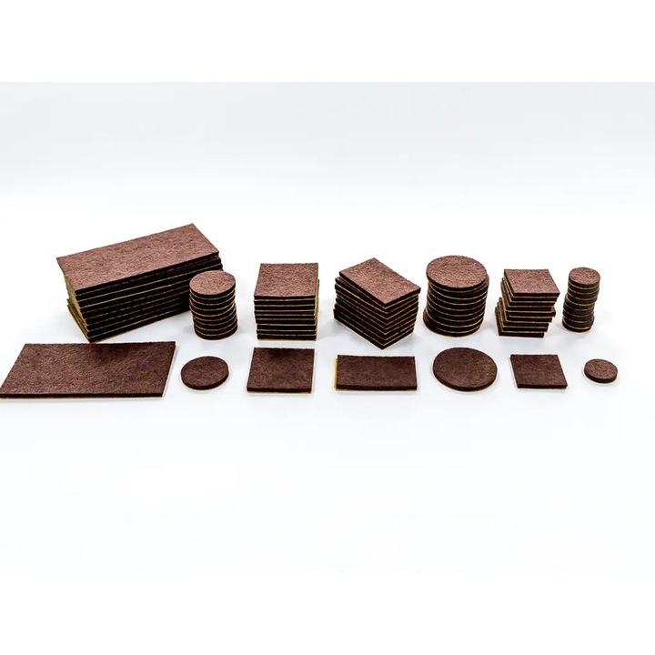 Protectie picioare scaune si mobilier, buline autoadezive din pasla - set 70 bucati de forme diferite