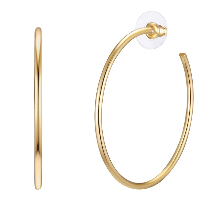 Lulu & Jane, Cercei rotunzi placati cu aur de 14K, Auriu
