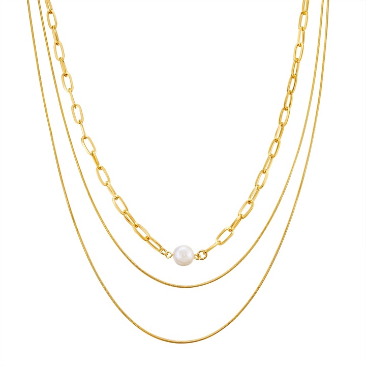 Lulu & Jane, Set de coliere placate cu aur de 14K 22495 - 2 piese, Auriu