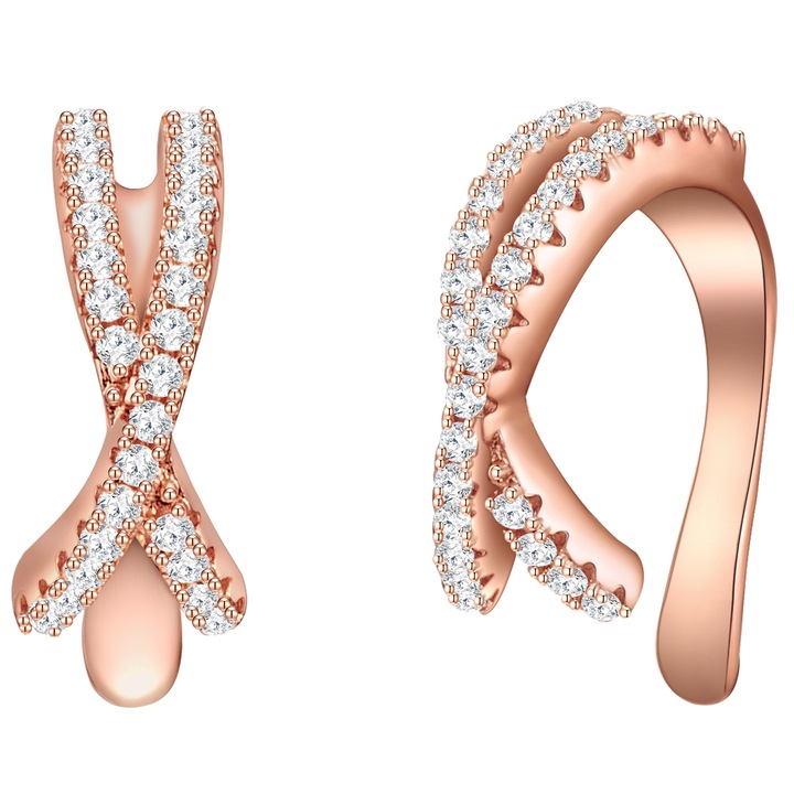 Lulu & Jane, Cercei placati cu aur de 14K si decorati cu cristale 22509, Auriu rose
