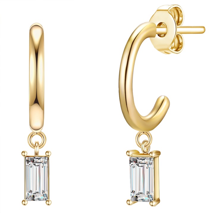 Lulu & Jane, Cercei placati cu aur de 14K si decorati cu cristale 22521, Auriu