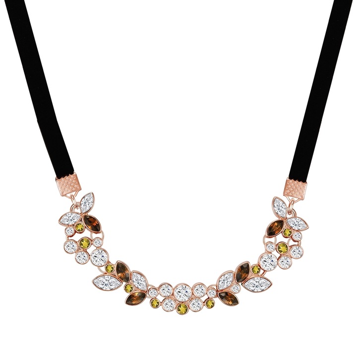 Lulu & Jane, Colier-chocker de catifea placat cu aur de 14K, Auriu rose