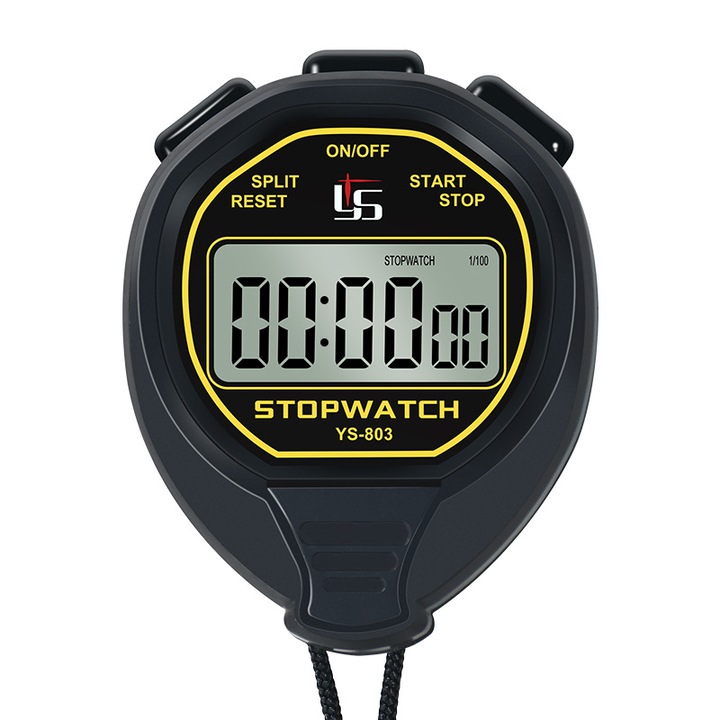 Водоустойчив дигитален хронометър с голям дисплей JENUOS® за тренировки по плуване (черен).