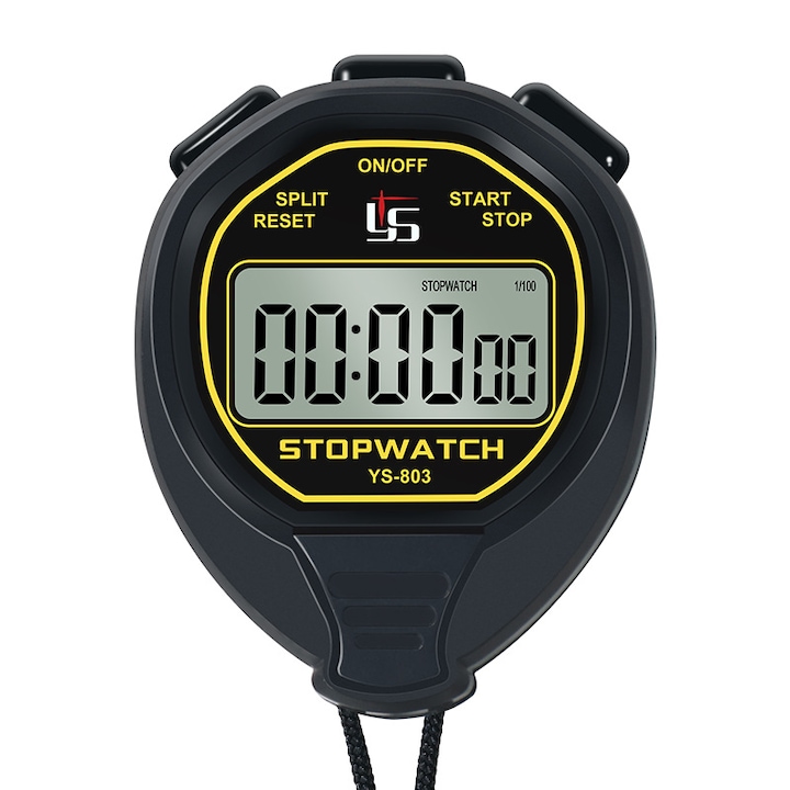 Cronometru digital rezistent la apa Afisaj mare pentru antrenament de alergare inot (negru), JENUOS®