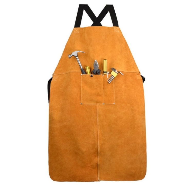 Sort de protecție sudură, Jenuos, piele ultra rezistentă, portocaliu, 90x60cm