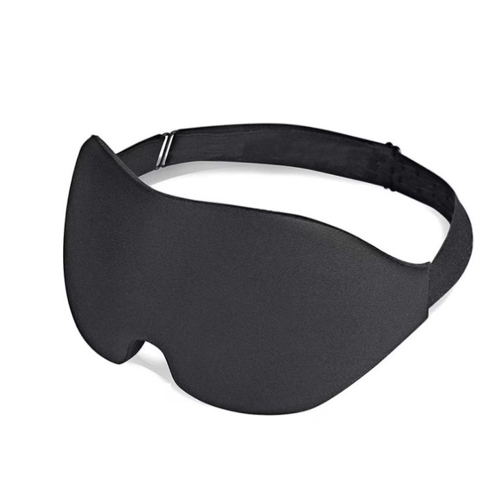Masca pentru somn 3D, 100% lumina blocata, Reglabila, Protectie nas, yoga, Negru