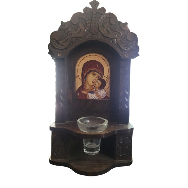 Иконостас с ръчно рисувана икона Св. Богородица, 21x40 см