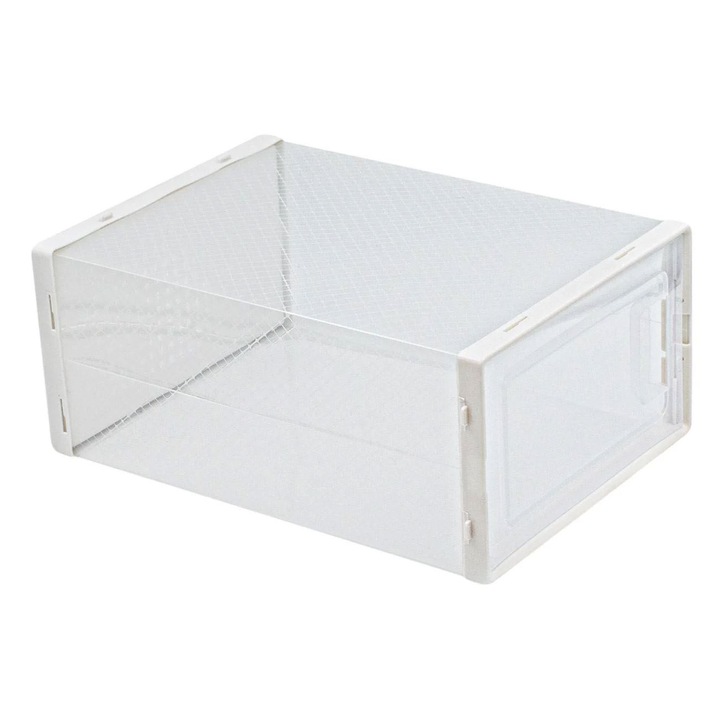 Shopiens® műanyag cipőtároló doboz, átlátszó ablakkal, 33,4x23x14,5 cm