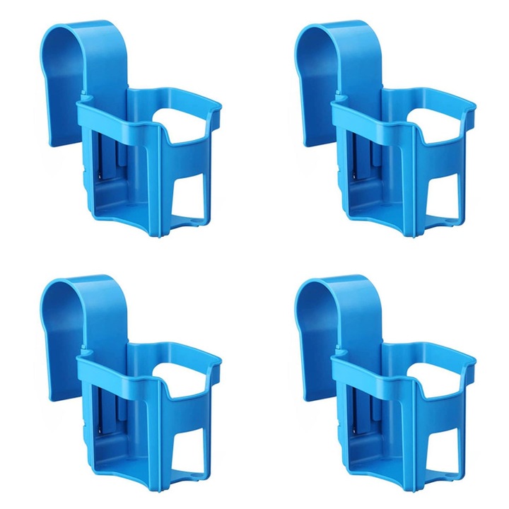 Set 4 suporturi pahar, JENUOS®, Plastic, Portabile, Pentru piscina, Albastru