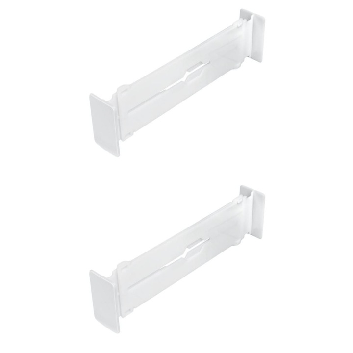 Set 2 separatoare pentru organizarea dulapului, extensibile, alb, plastic, 32-55x5cm