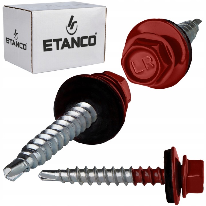 Set 250 Suruburi autoforante 4,8x35 mm, RAL 3011, cu saiba, pentru metal si tabla, Etanco