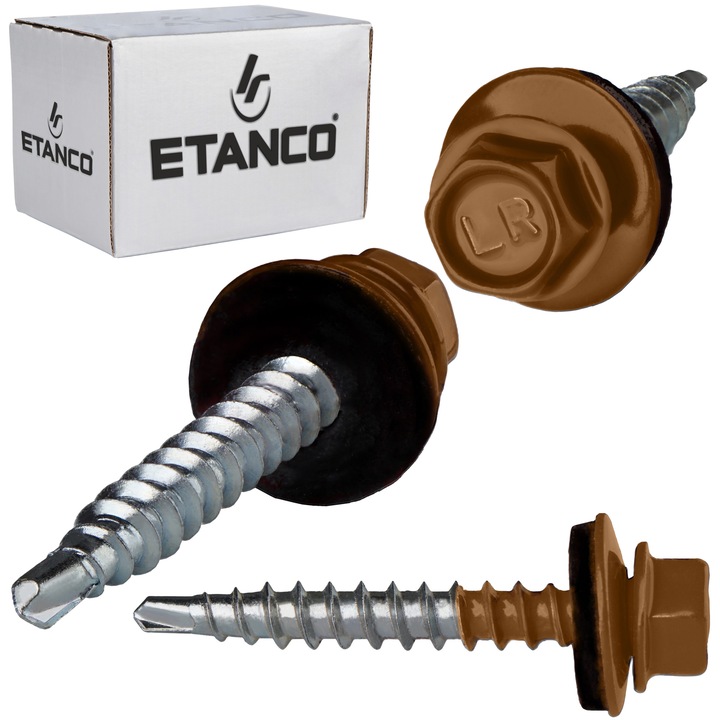 Set 250 Suruburi autoforante 4,8x35 mm, RAL 8003, cu saiba, pentru metal si tabla, Etanco