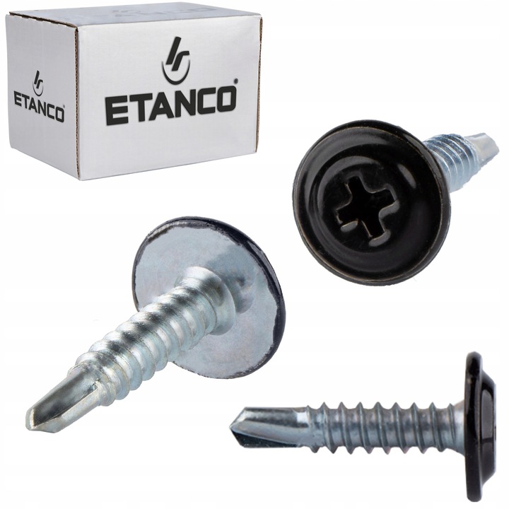 Set 250 Suruburi autoforante 4,2x19 mm, RAL 9005, cu saiba, pentru tabla si metal, Etanco GM-B