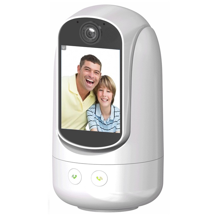 Бебефон Безжичен weirsuky™, 2,8 инча IPS, Ultra HD NightVision, Pan/Tilt 355° ротация, Zoom 4X, Push To Talk видео функция, двупосочна комуникация, аларма, сензор за движение, бял