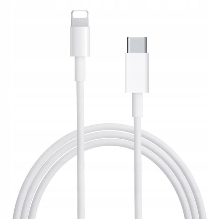 Cablu Date si Incarcare, CO2, incarcare rapida Lightning USB-C, pentru iPhone 5 / 6 / 7 / 8 / X / XS / XR / SE / 11 / 12 / 13 / 14 / Plus / Pro / Max, 1M, Alb
