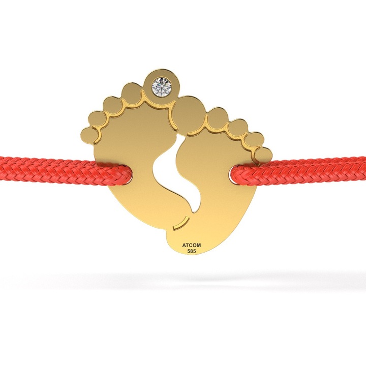 Bratara din aur galben cu snur model Baby Feet