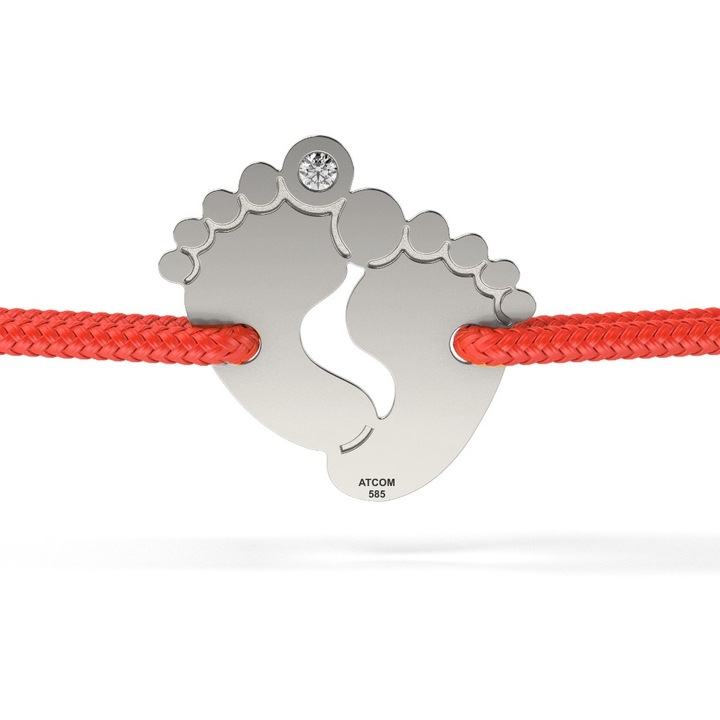 Bratara din aur alb cu snur model Baby Feet
