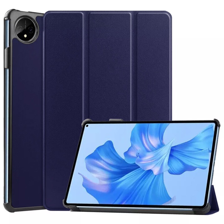 Huawei Matepad Pro 11 2022-vel kompatibilis védőburkolatú felhajtható borítás táblagéphez, FoldPro, állvány típusú, ökológiai bőr, kék