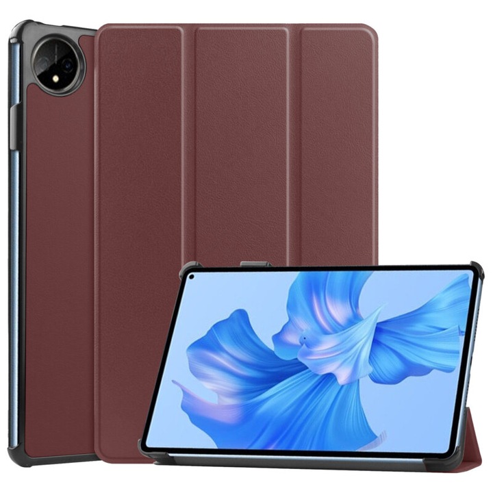Huawei Matepad Pro 11 2022-vel kompatibilis védőburkolatú felhajtható borítás táblagéphez, FoldPro, állvány típusú, ökológiai bőr, piros