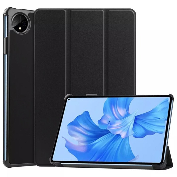 Huawei Matepad Pro 11 2022-vel kompatibilis védőburkolatú flip borító táblagéphez, FoldPro, állvány típus, ökológiai bőr, fekete