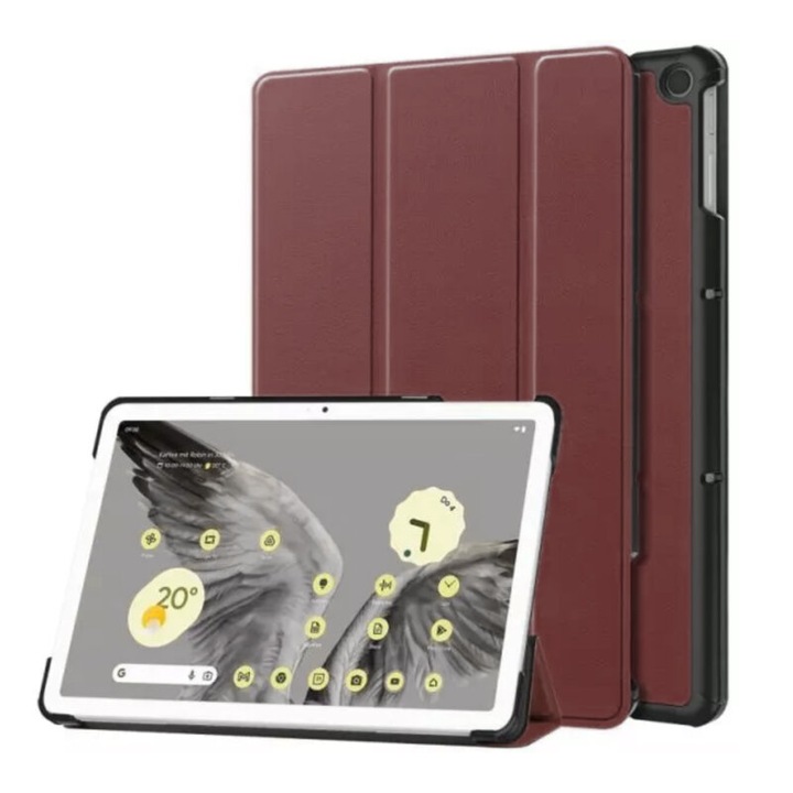 Flip védőburkolat táblagéphez, amely kompatibilis a Google Pixel Tablettel, FoldPro, állvány típusú, ökológiai bőr, piros