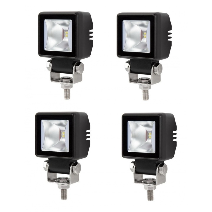 Set 4 bucati Led lampi halogen, cu cablare, lumina alba de tip flood si lumina portocalie DRL, 12V - 24V, potrivite pentru off-road, 4X4, SUV, jeep-uri, motociclete, automobile, camioane, gradina si altele