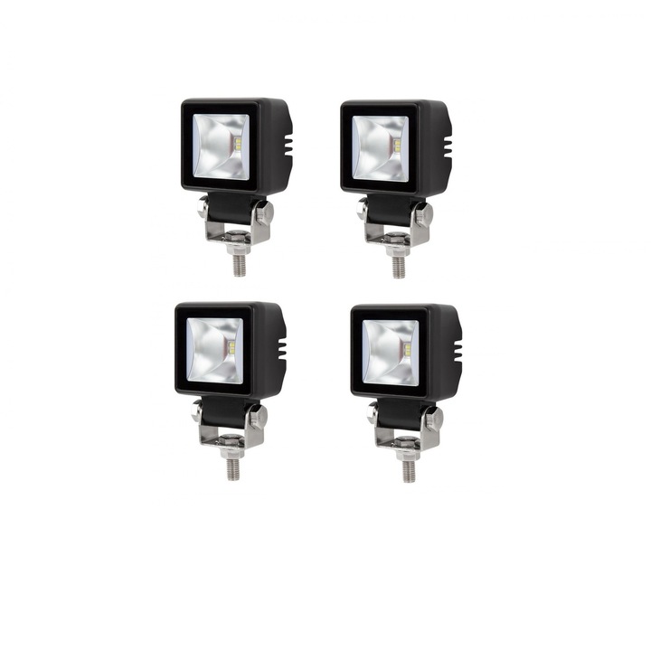 Комплект от 4 броя Led халогенни лампи, с окабеляване, бял прожектор и оранжев DRL, 12V - 24V, подходящи за офроуд, 4X4, SUV, джипове, мотоциклети, коли, камиони, градина и други