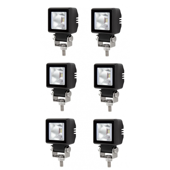 Set 6 bucati Led lampi halogen, cu cablare, lumina alba de tip flood si lumina portocalie DRL, 12V - 24V, potrivite pentru off-road, 4X4, SUV, jeep-uri, motociclete, automobile, camioane, gradina si altele