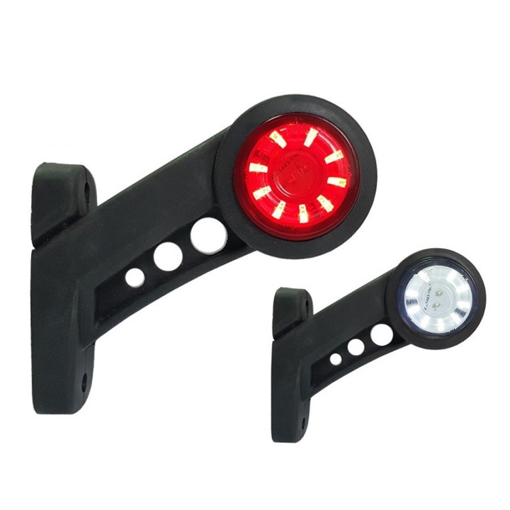 Комплект 2 въртящи се LED габаритни светлини за камиони, ремаркета, платформи, каравани и други, със захранващо напрежение 12-24V, бяло-червен