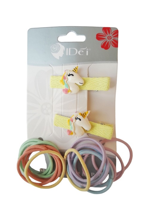 16 db-os hajgumi készlet 2 kapcsos Ponyval, 5 cm, Sárga, 53BJ