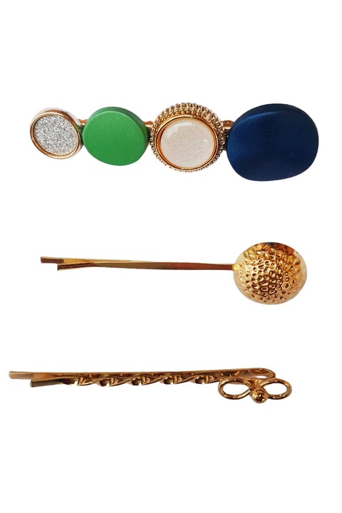 Set 3 agrafe de pa, 6 cm, Auriu, 35BJ