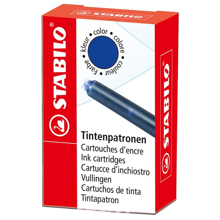 Set patroane stilou, Stabilo, Grow, albastru, 6 piese